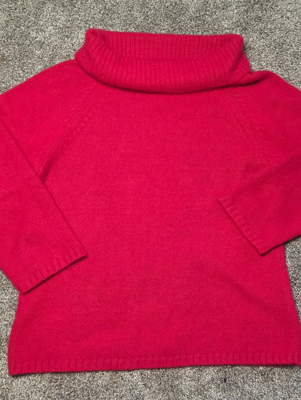 Rafaella Red Angora Lambswool Blend Cowlneck 3/4 Sleeve Pullover Sweater L